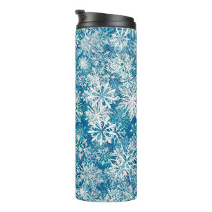 WINTER WHITE AND BLUE THERMAL TUMBLER