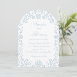 Winter White and Light Blue Talavera Wedding Invitation