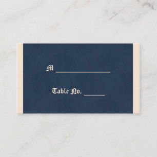 Winter White and Navy Blue Wedding Place Card