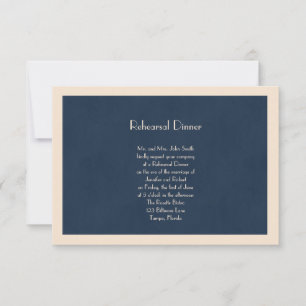 Winter White and Navy Blue Wedding Rehearsal Invitation