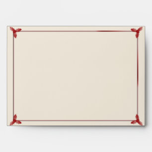 Winter White and Red Mistletoe Wedding Envelope