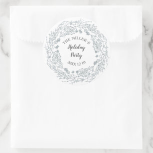 Winter white berries floral wreath classic round sticker