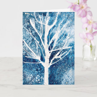 Winter white birch tree Christmas Card