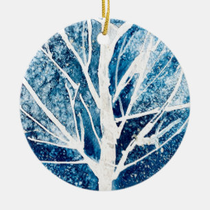 Winter white birch tree Christmas Ceramic Tree Decoration