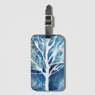 Winter white birch tree Christmas Luggage Tag
