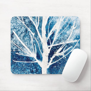 Winter white birch tree Christmas Mouse Mat