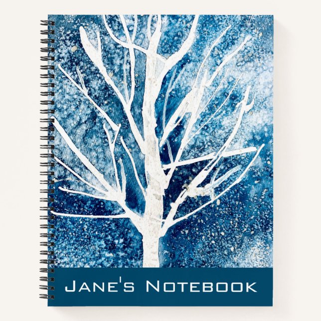 Winter white birch tree Christmas Notebook (Front)
