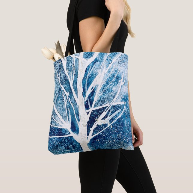 Winter white birch tree Christmas Tote Bag (Close Up)