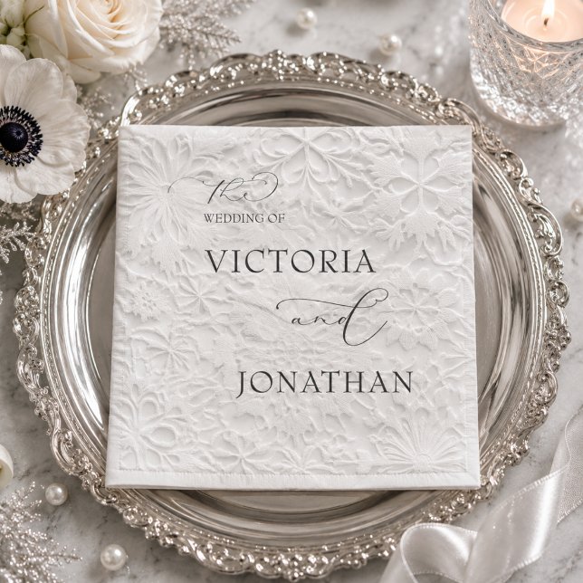 Winter White & Black Simple Elegant  Napkin (Creator Uploaded)