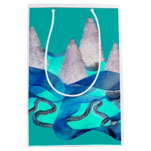 Winter White blue Christmas trees elegant Medium Gift Bag