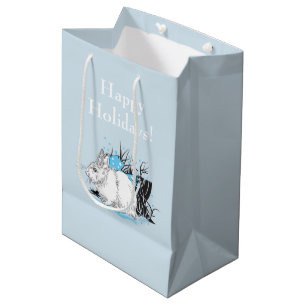 Winter white bunny rabbits medium gift bag