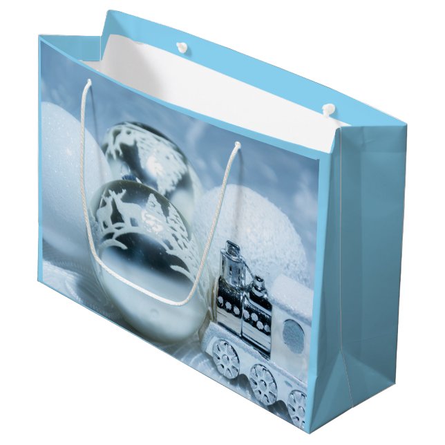 Winter white decorations. Christmas. Large Gift Bag (Front Angled)