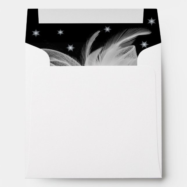 Winter White Feathers Invitation Envelope (Back (Bottom))