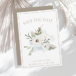 Winter White Floral and Taupe Christmas Wedding Save The Date<br><div class="desc">Winter White Floral and Taupe Christmas Wedding Save the Date - A Festive Blend of Rustic Elegance and Magical Simplicity. Capture the enchantment of the season with our Winter White Floral Christmas Wedding Save the Dates, a perfect choice for couples seeking a magical and elegant celebration. Delicate white flowers, nestled...</div>