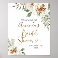 Winter White Floral Bridal Shower Welcome