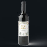 Winter White Floral Christmas Wine Bottle Label<br><div class="desc">Winter White Floral Christmas Pine Trees Gold & Silver Snowflakes Wine Bottle Label
All wording can be customised</div>