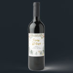 Winter White Floral Christmas Wine Bottle Label<br><div class="desc">Winter White Floral Christmas Pine Trees Gold & Silver Snowflakes Wine Bottle Label
All wording can be customised</div>