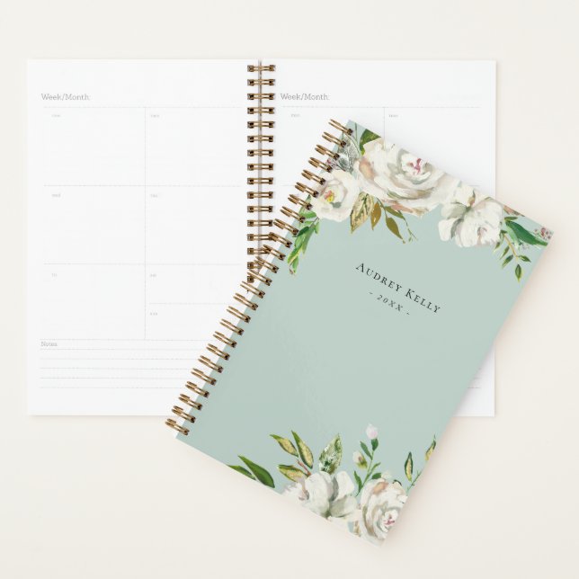 Winter White Floral Personalised Planner (Display)