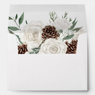 Winter White Floral & Pine Envelope