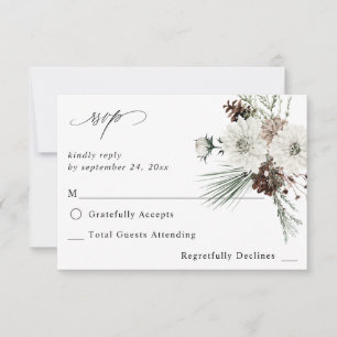 Winter White Floral & Pine no Meal RSVP 3