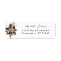 Winter White Floral & Pine Return Address Label 3