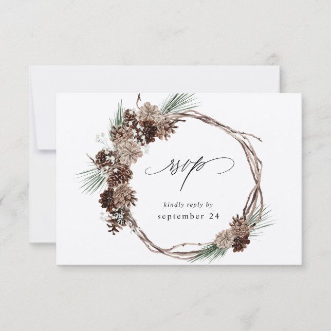 Winter White Floral & Pine w Meal RSVP 2 Kraft (Front)