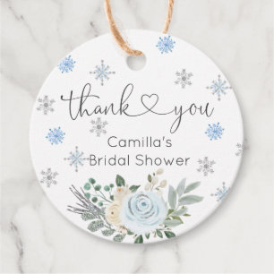 Winter White Floral Snowflake Bridal Shower Favour Tags