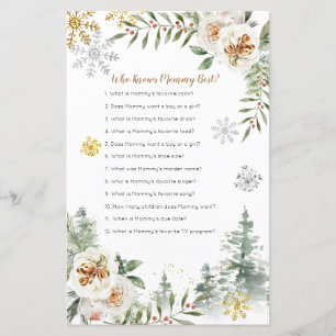 Winter White Floral Who Knows Mummy Best Game