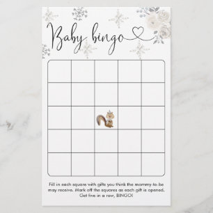 Winter White Floral Woodland Bingo Game
