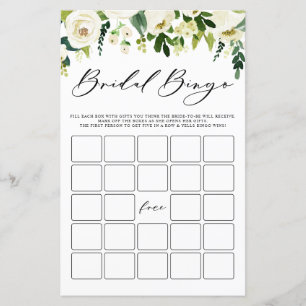 Winter White Flowers Bridal Shower Bingo Card