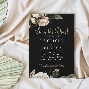 Winter white flowers elegant wedding save the date
