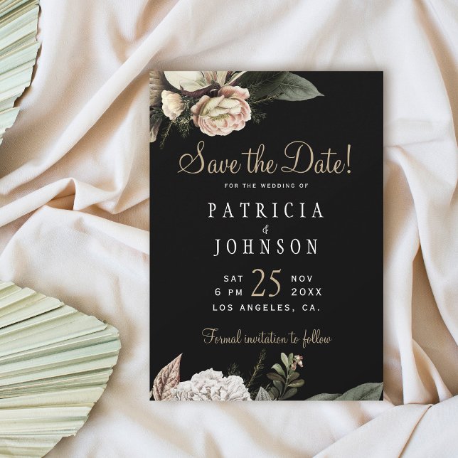 Winter white flowers elegant wedding save the date (Creator Uploaded)