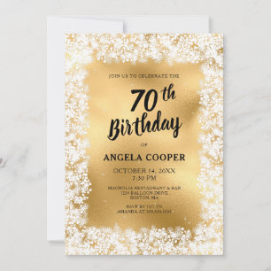 Winter White Gold 70th Birthday Party Invitation