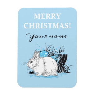 Winter white Hare Magnet