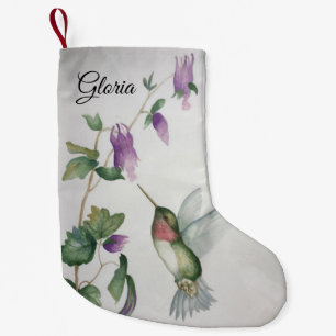 Winter White Hummingbird Stylish Modern Pretty Small Christmas Stocking