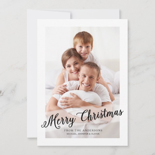 Winter White | Modern Merry Christmas Holiday Card (Front)