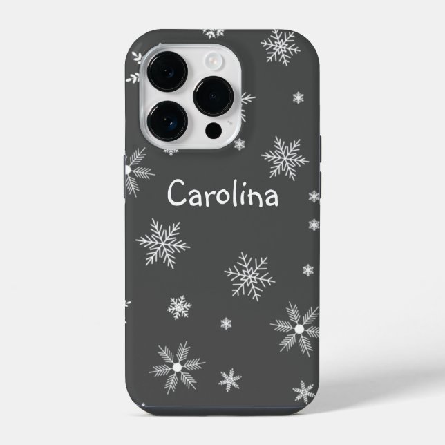 winter white pattern name grey iPhone case (Back)