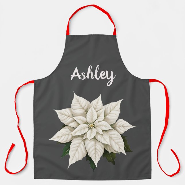 Winter White Poinsettia Apron (Front)