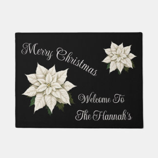 Winter White Poinsettia Doormat