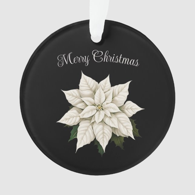 Winter White Poinsettia Ornament (Front)