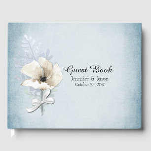 Winter White Poppy Wedding Guest Book