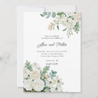 Winter White Roses Dogwood and Spruce Wedding