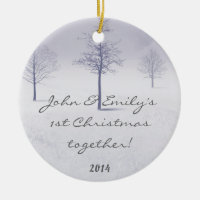 Winter White Snow Trees Personalised Name Ornament