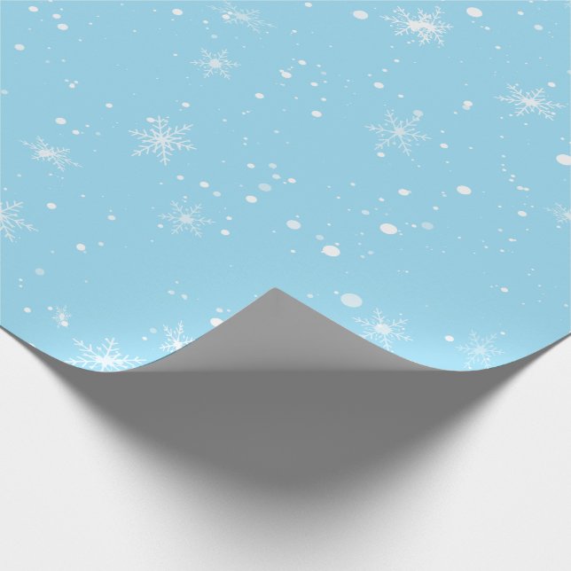 Winter White Snowflake Christmas Holiday Blue Sky Wrapping Paper (Corner)
