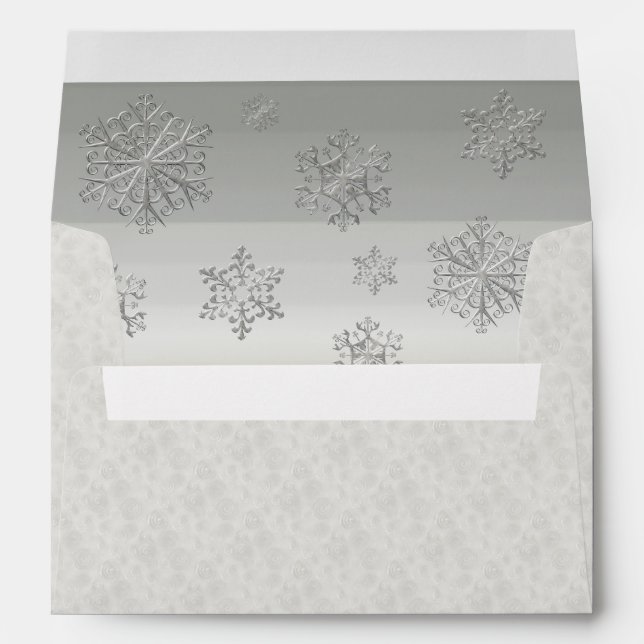 Winter White Snowflakes Wedding Custom Envelope (Back (Bottom))