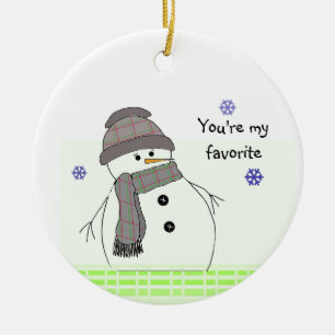 Winter White Snowman Ceramic Tree Decoration