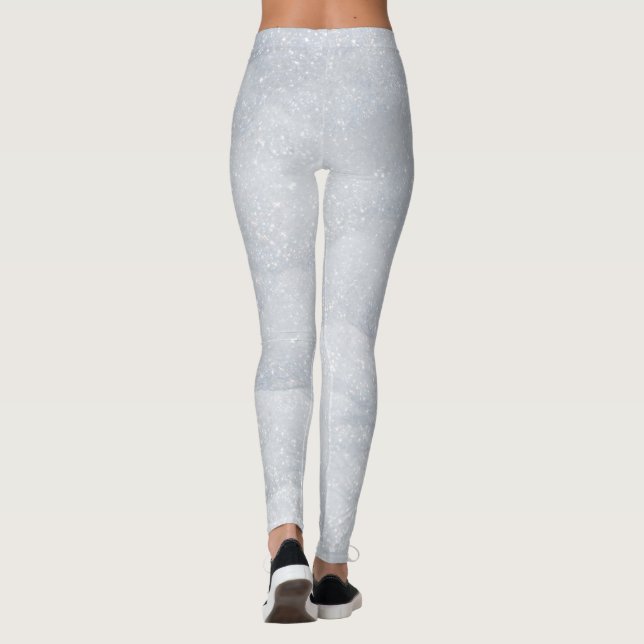 Winter White Snowy Glitter Sparkles Christmas Leggings (Back)
