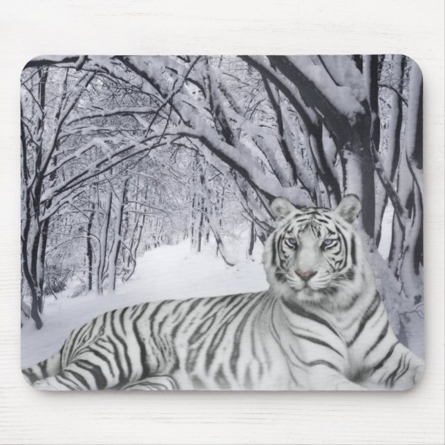 Winter White Tiger Mousepad (Front)