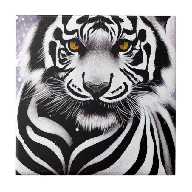 Winter White Tiger Tile (Front)