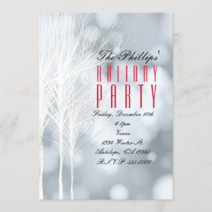 Winter White Trees Holiday Party Invitations
